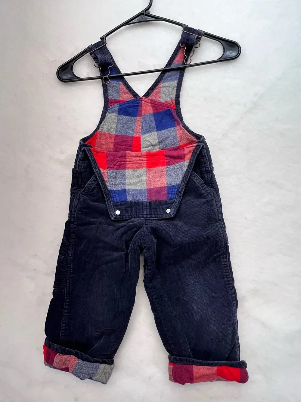 Osk‎ Kosh B’Gosh Blue Corduroy plaid lined overalls-2T